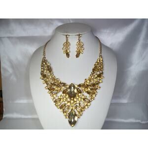 Champagne rhinestone necklace set, bridal necklace, jewelry set,  necklace